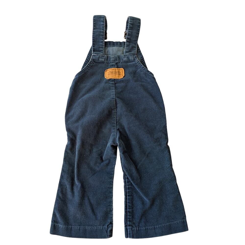 Vintage Little Levi's Corduroy Overalls Blue Made in USA Unisex 2T Western Retro - Picture 2 of 6